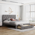 Queen Velvet Tufted Upholstered Platform Bed Frame with Drawers A599