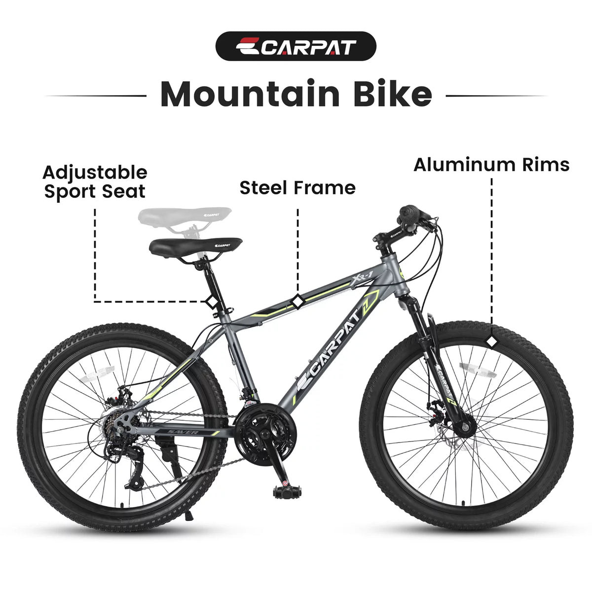 24 inch 21 Speed Mountain Bike with Dual Disc Brakes and Front Suspension B56671