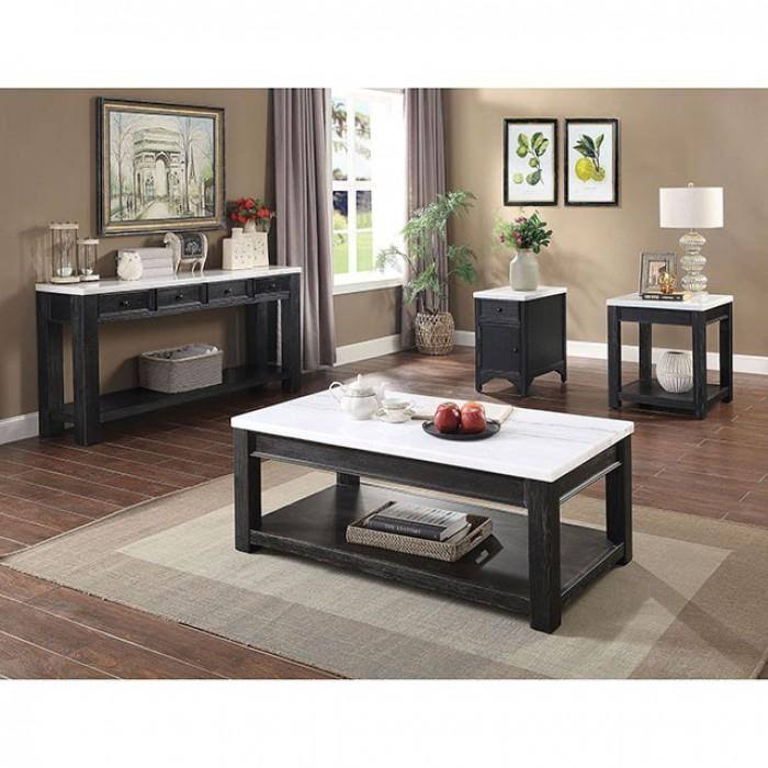 White Black Side Table U62119