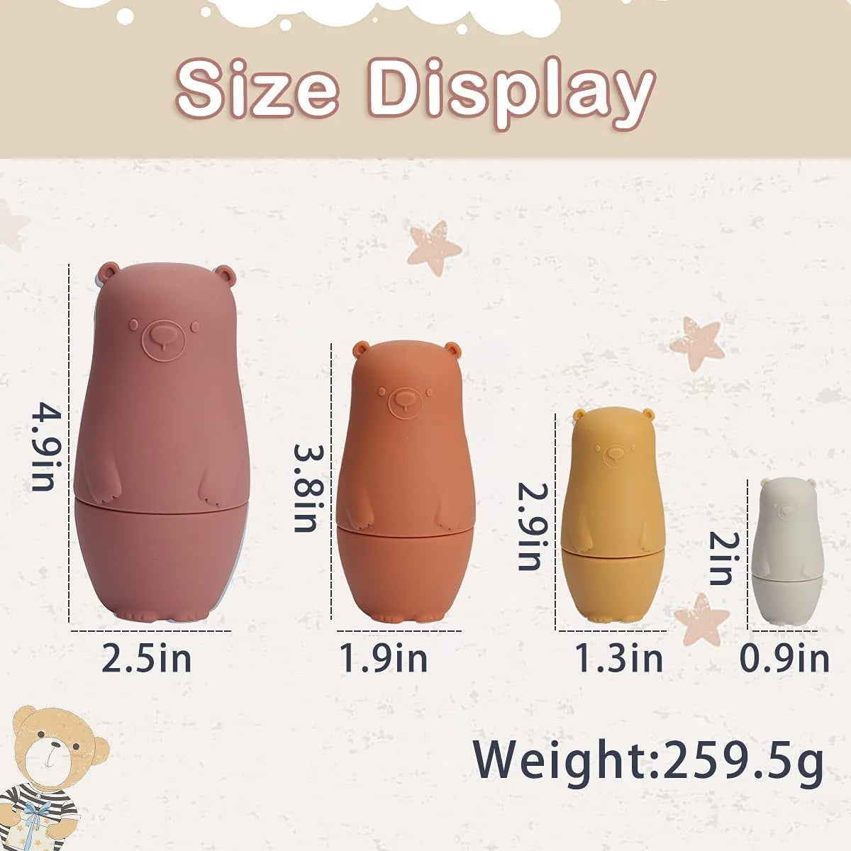 Red Silicone Matryoshka Dolls Stacking Nesting Doll Toys Set B6275