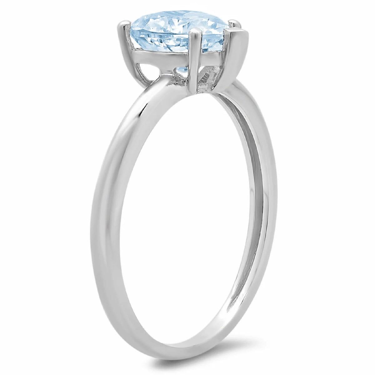 Heart Cut Blue Simulated Diamond 18k White Gold Ring B8935