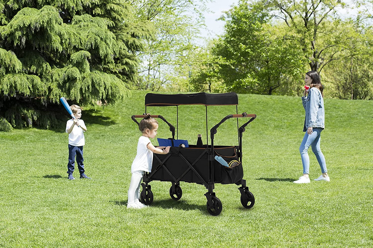 Black 2 Kids Stroller Wagon with Canopy G79072