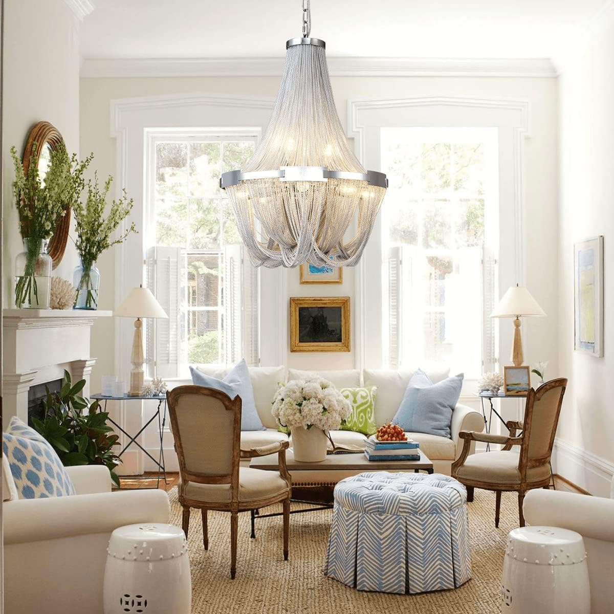 Silver 8-Light Aluminum Chandelier Y44634