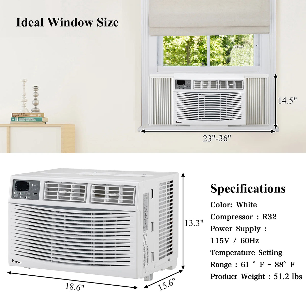 8000BTU 115V Window Air Conditioner with Remote Control F4771