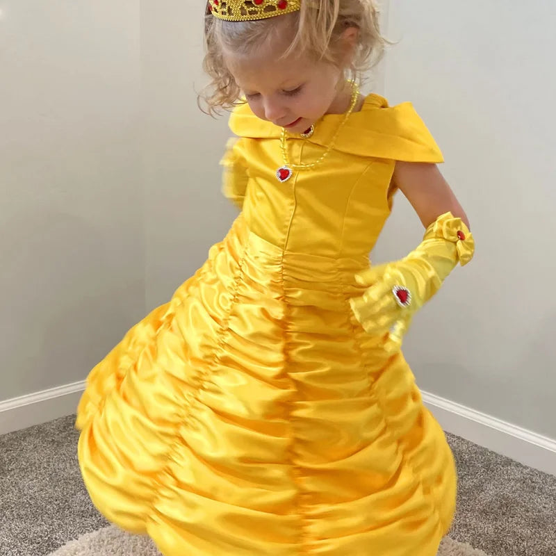 Princess Costume for Girls off Shoulder Dress with Accessories Yellow 2-3 Years S16264