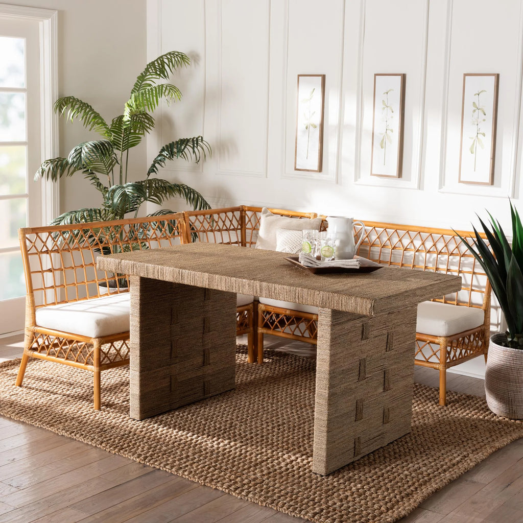 Honey Rattan 4-Piece Dining Nook Set U620781
