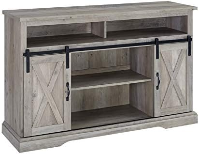 Stone Gray Barnwood Sliding Door Wood TV Stand U863