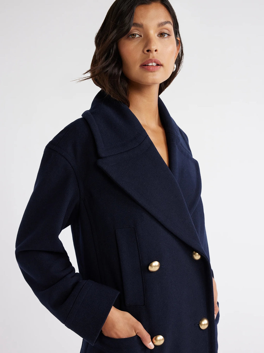 Wool-Blend Peacoat with Patch Pockets N2161