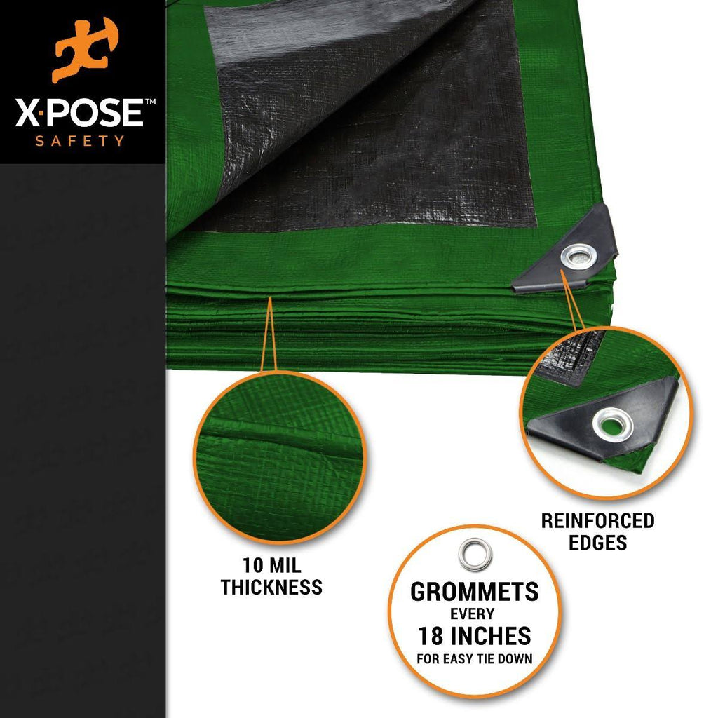 Heavy Duty Green/Black Poly Tarps 20' x 40' N89405