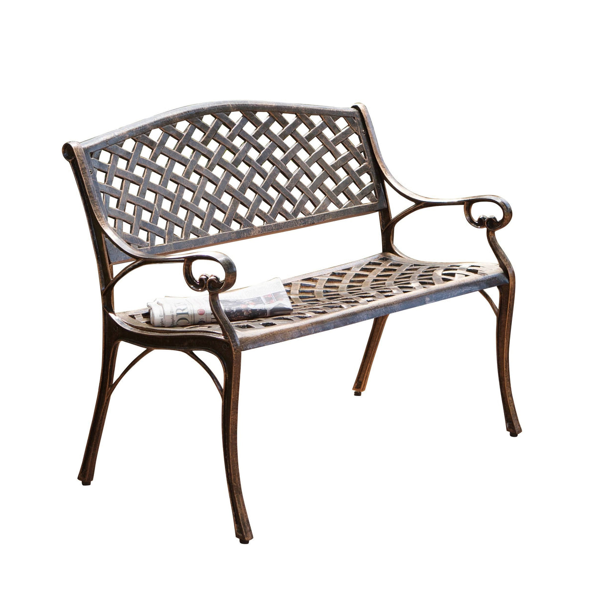 Antique Copper Cast Aluminum Bench M821