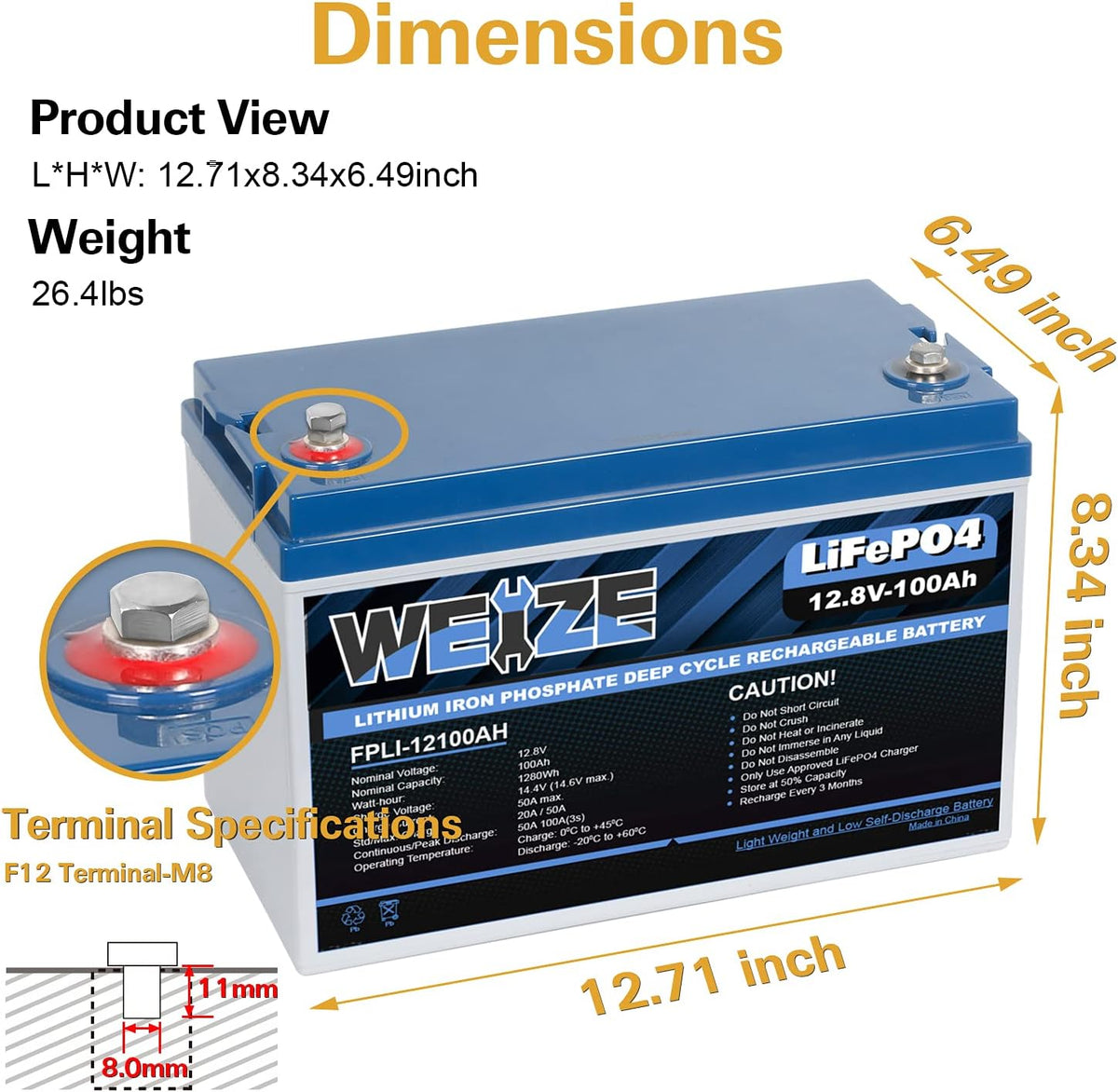 12V 50Ah LiFePO4 Lithium Battery with Smart BMS K305