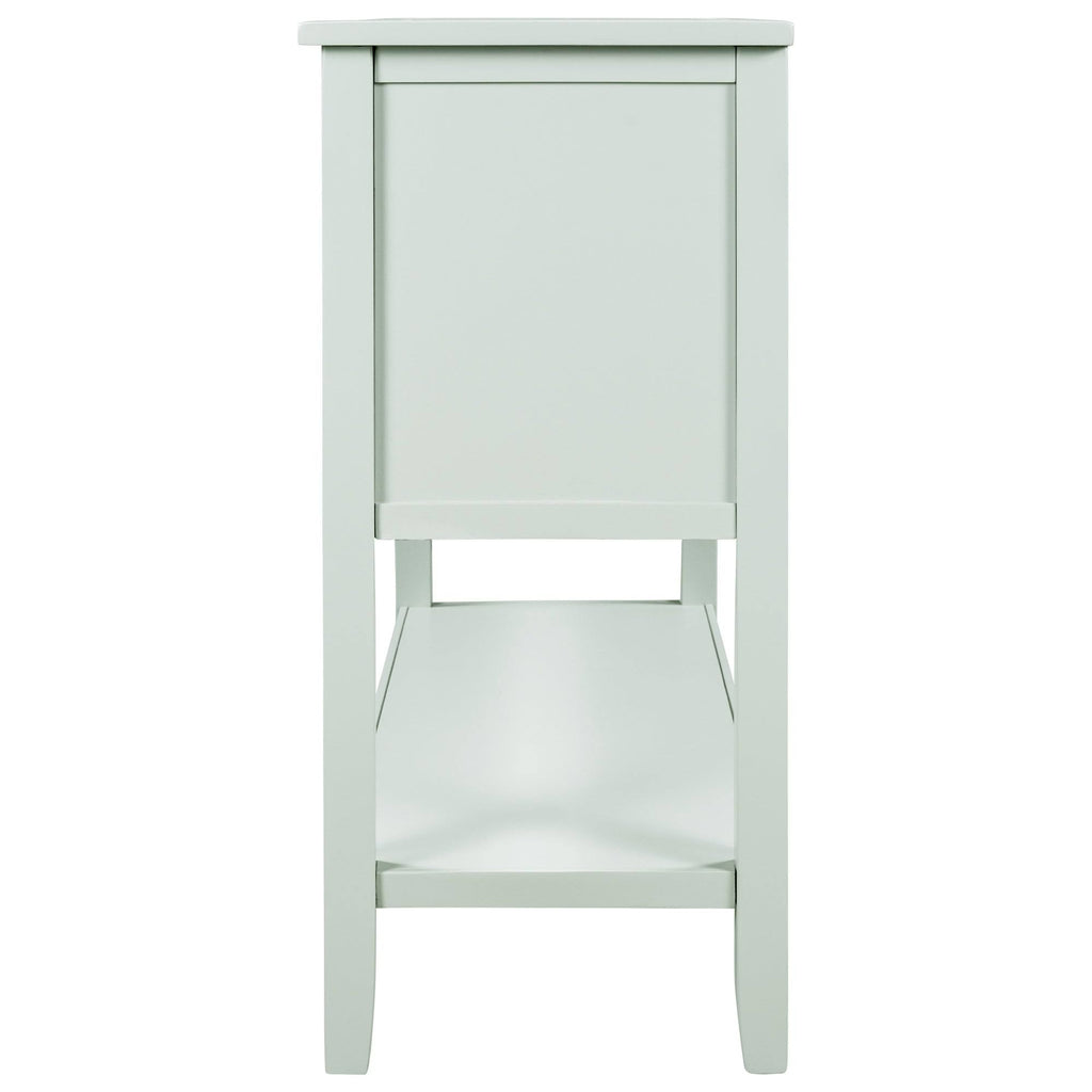 Light Blue Pine Console Table with 7 Drawers, 1 Cabinet, 1 Shelf N32833