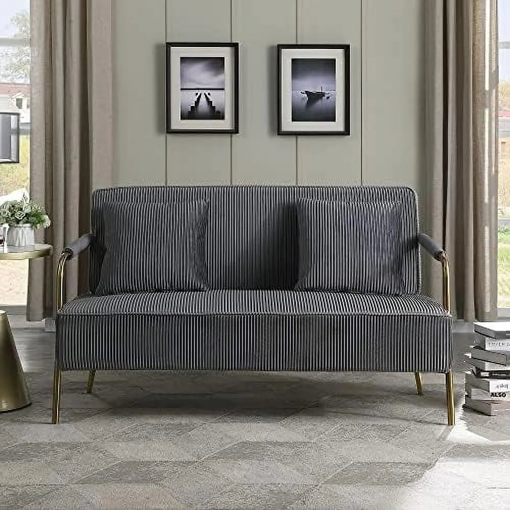 55" Velvet Loveseat Sofa with 2 Throw Pillows N65392