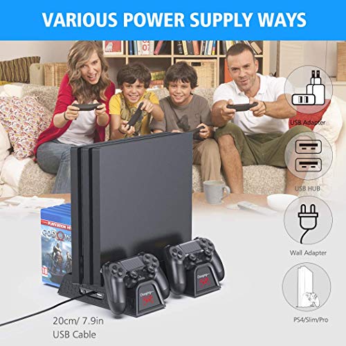 PS4 Cooling Fan Stand with Controller Charger and 12 Game Slots U18652