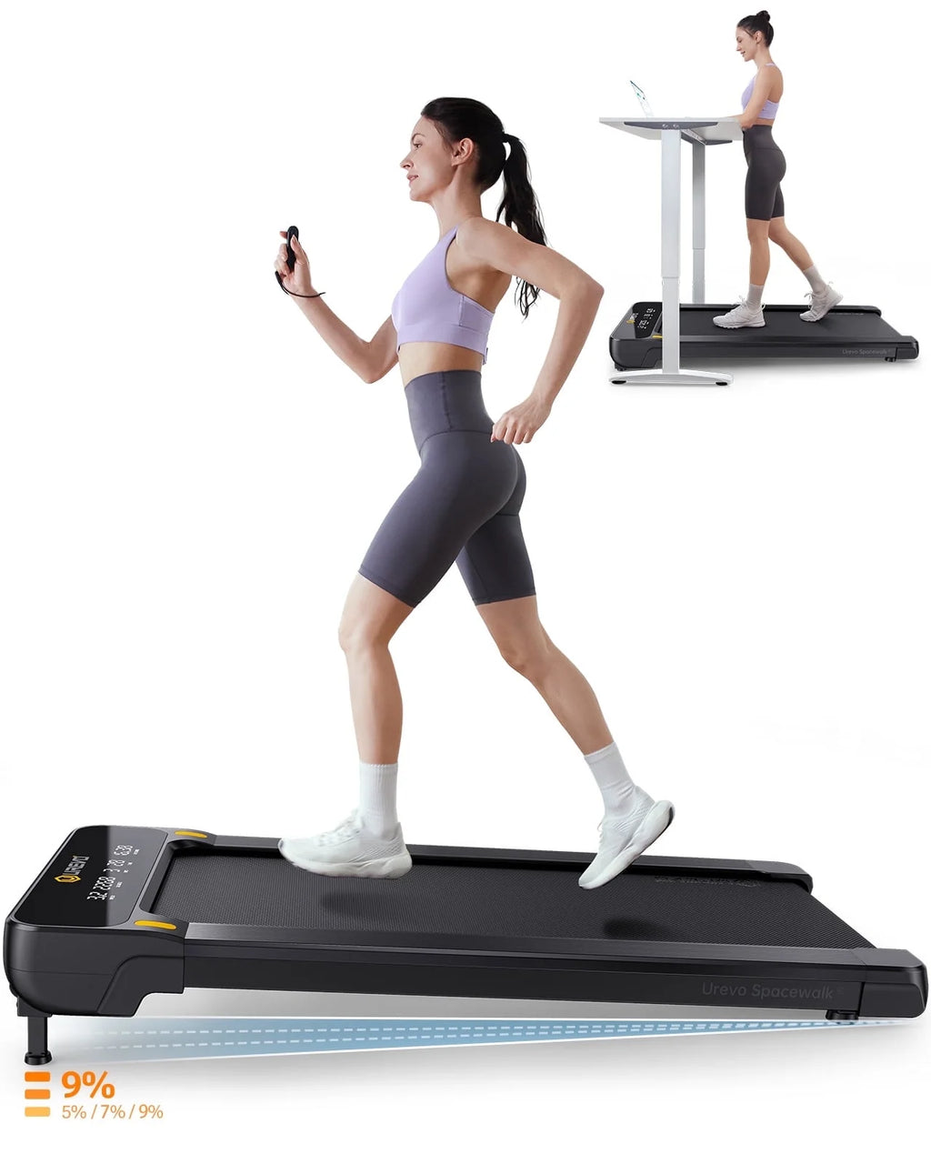 Treadmill with Auto Incline, 2.5 HP Under Desk Walking Pad F977997