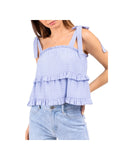 Light Blue Ruffled Tiered Sleeveless Tank Top P54449