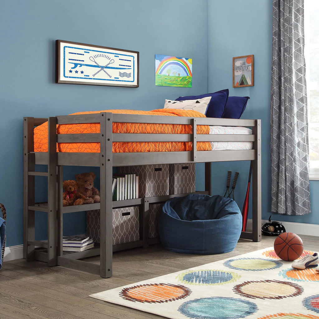Black Twin Loft Storage Bed A34593