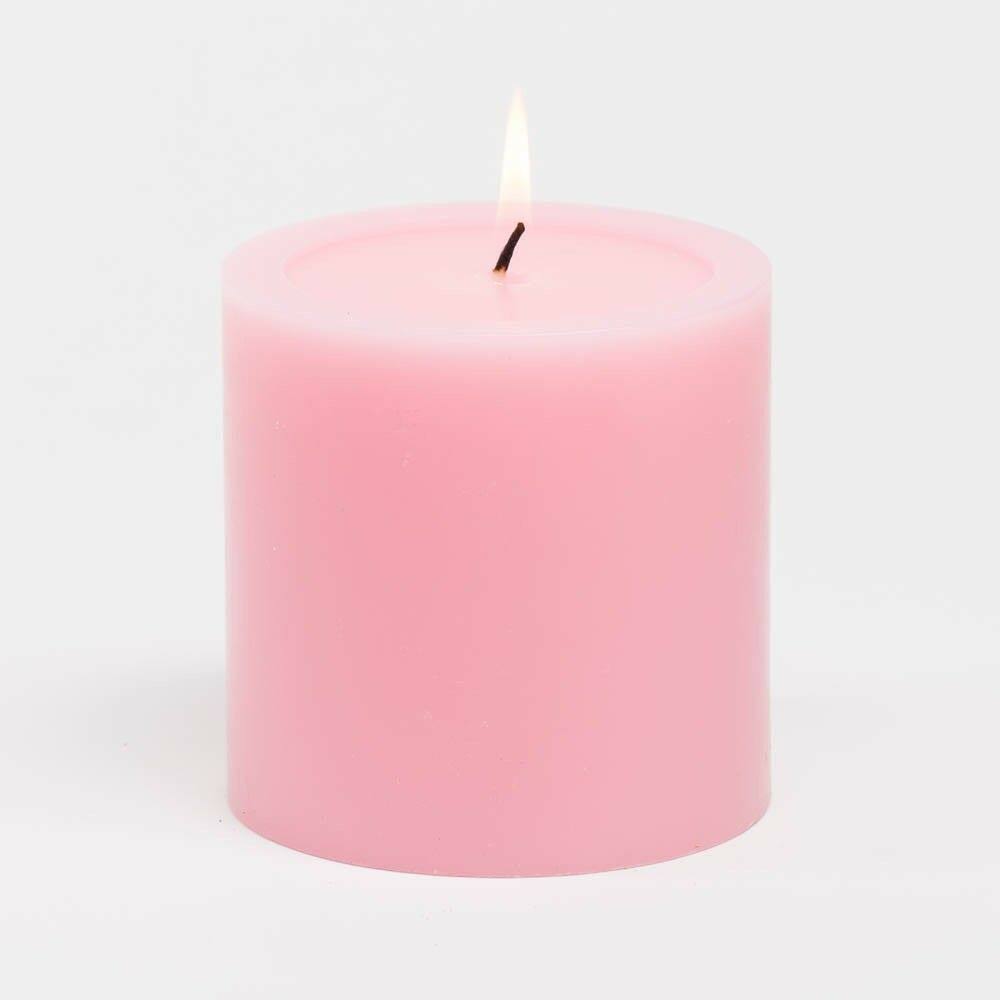 Pink 4 inch x 4 inch Pillar Candles Set of 6 I9235