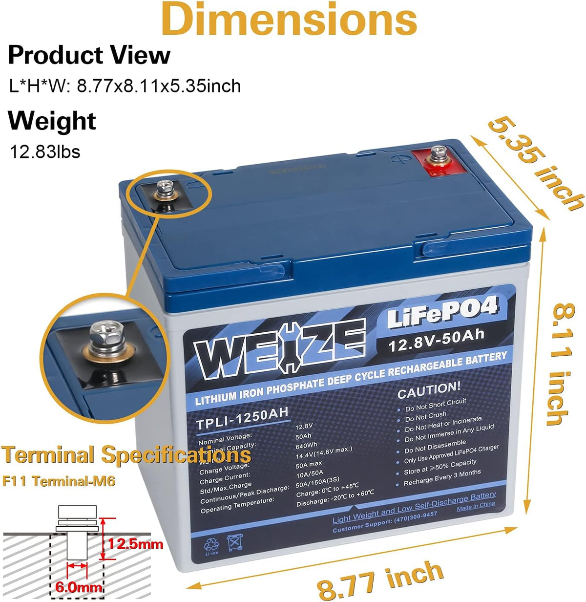 12V 50Ah LiFePO4 Lithium Battery with Smart BMS K305