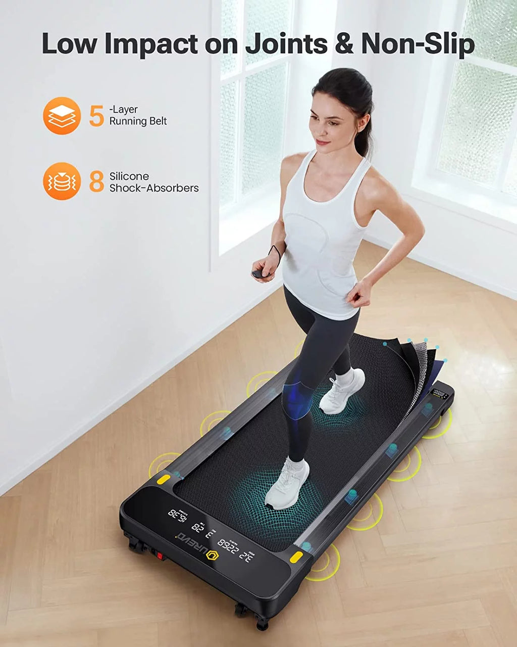 Treadmill with Auto Incline, 2.5 HP Under Desk Walking Pad F977997