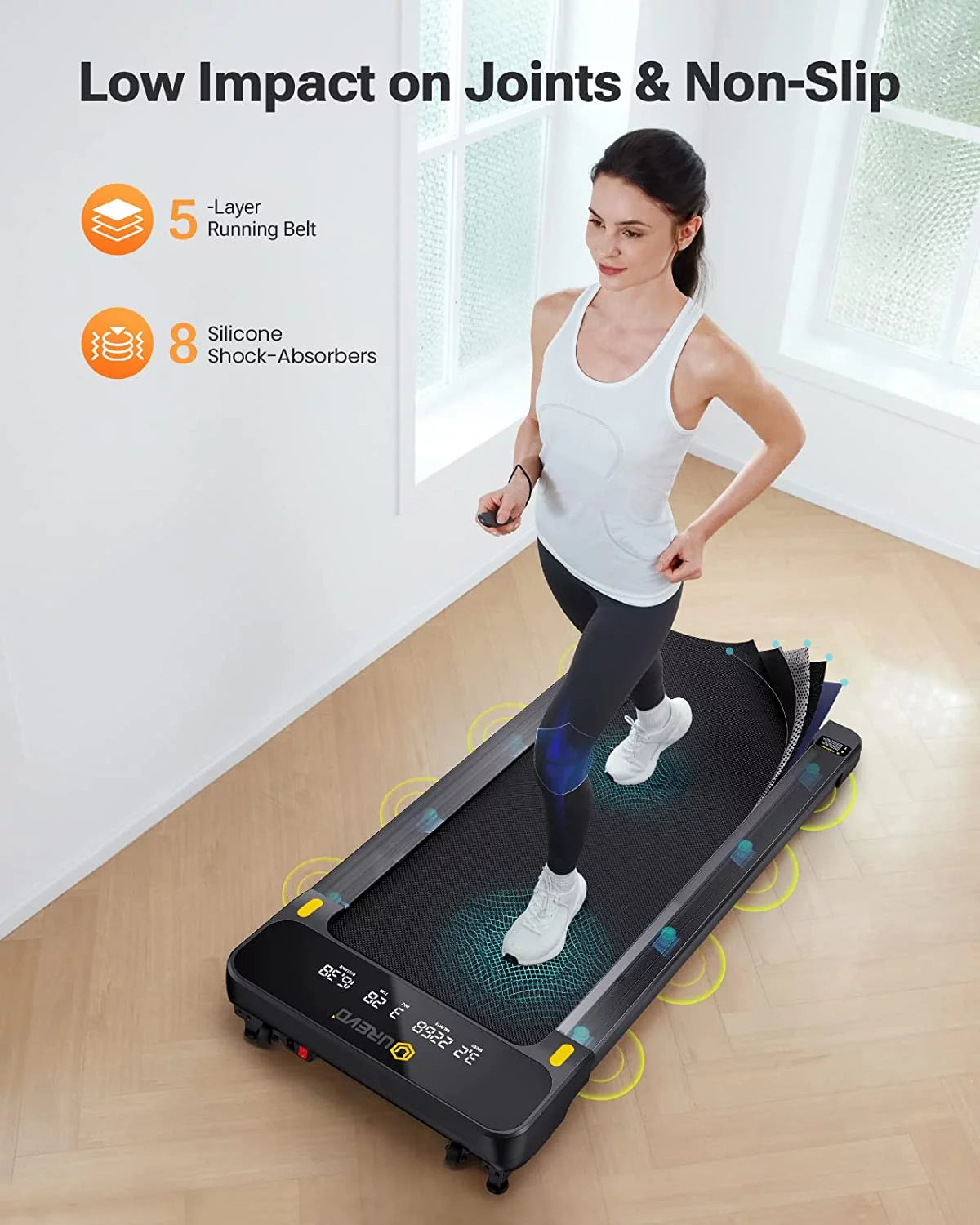 Treadmill with Auto Incline, 2.5 HP Under Desk Walking Pad F977997