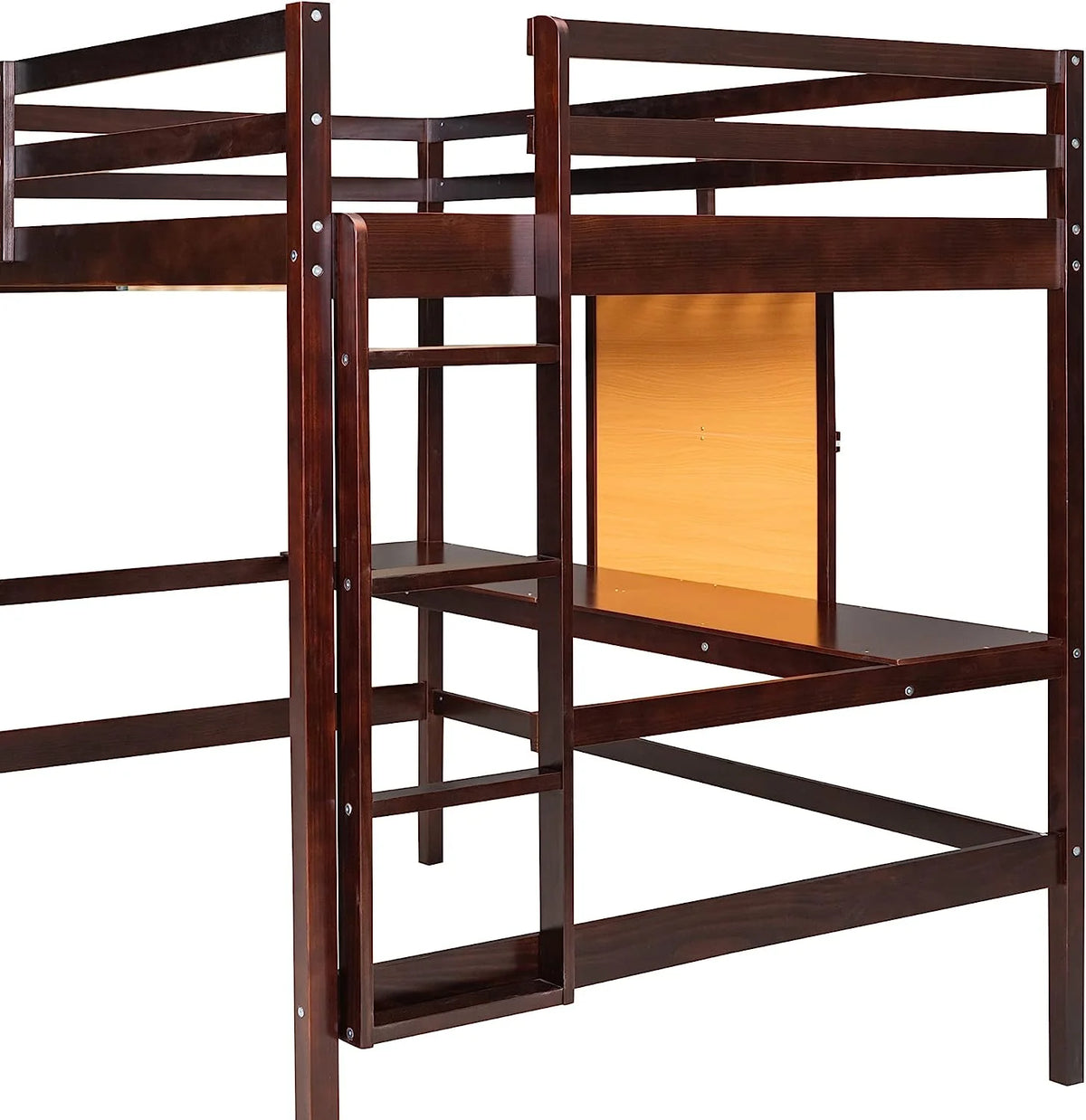 Twin Size Loft Bed with Desk 2 Drawers Cabinet and Writing Board U224