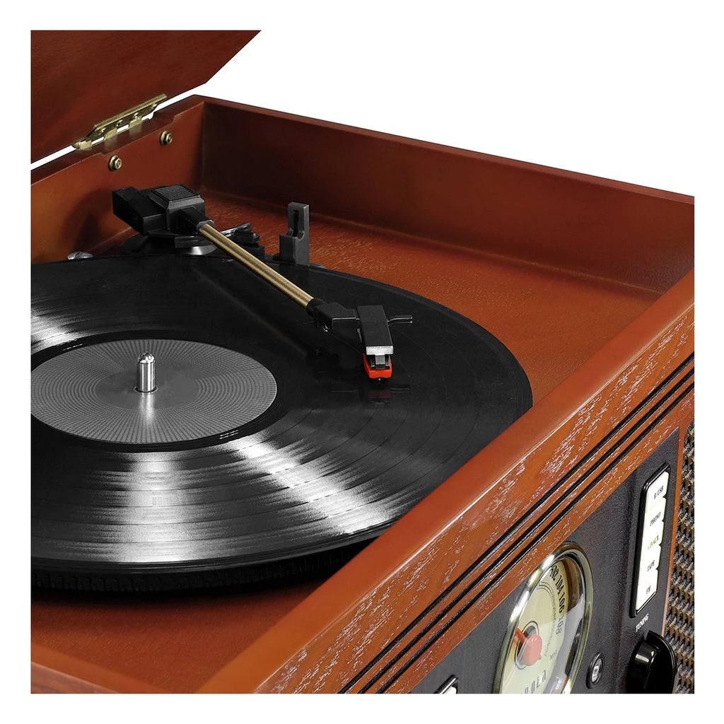 Mahogany Bluetooth Turntable with Built-in Stereo Speakers A8692