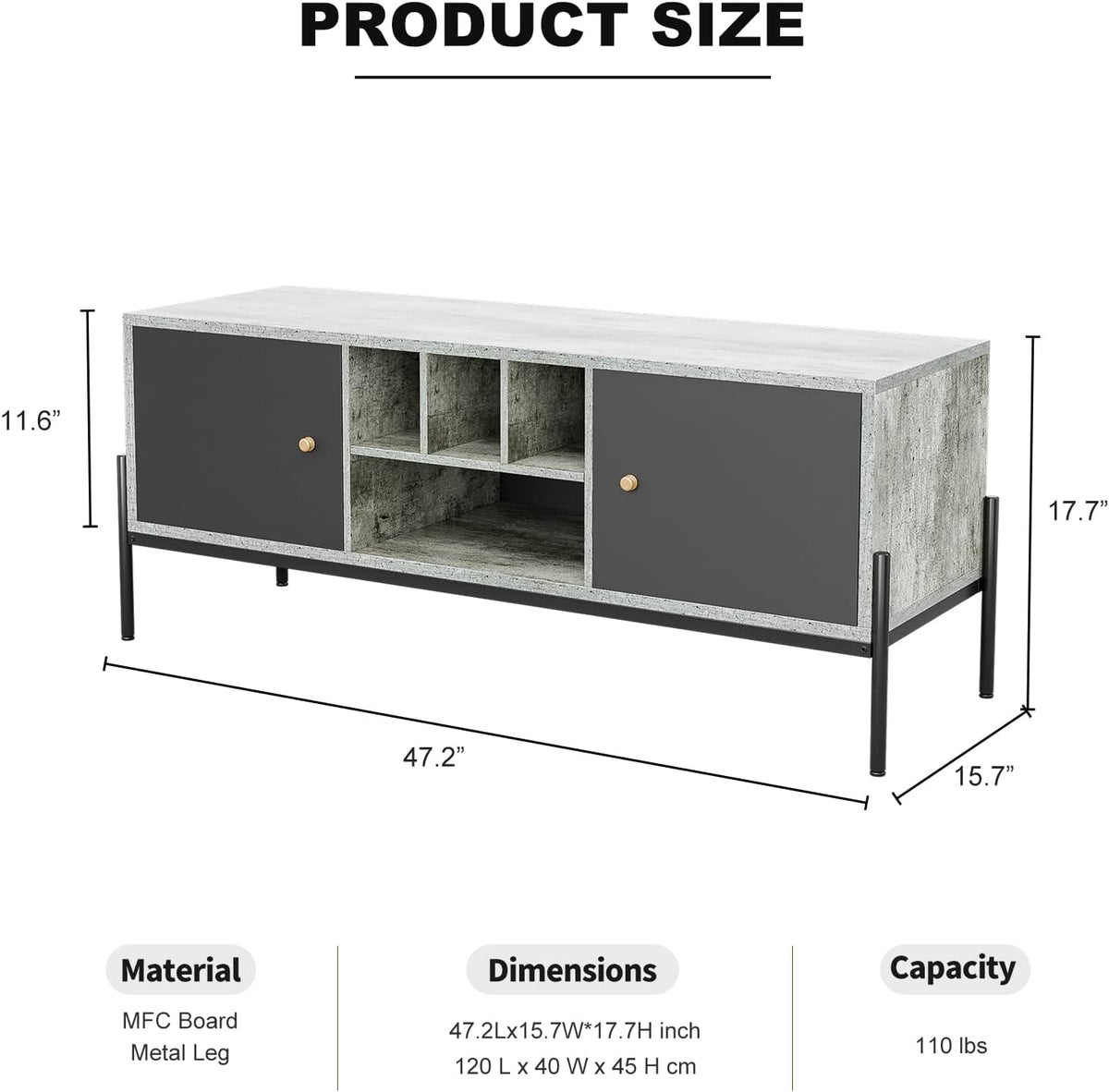 TV Stand with Storage and Open Shelves G2523