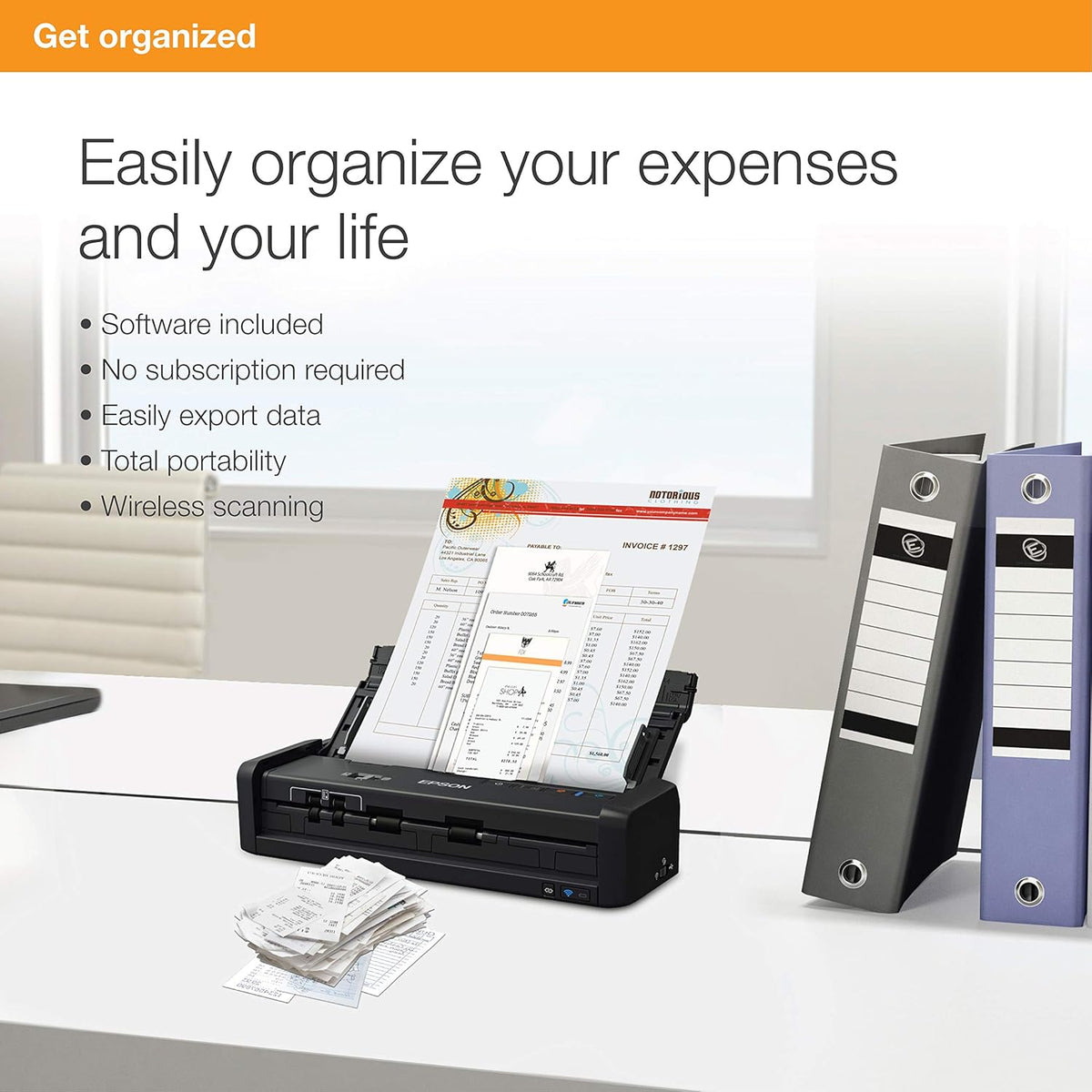 Wireless Color Portable Duplex Document Scanner with Auto Document Feeder N182392
