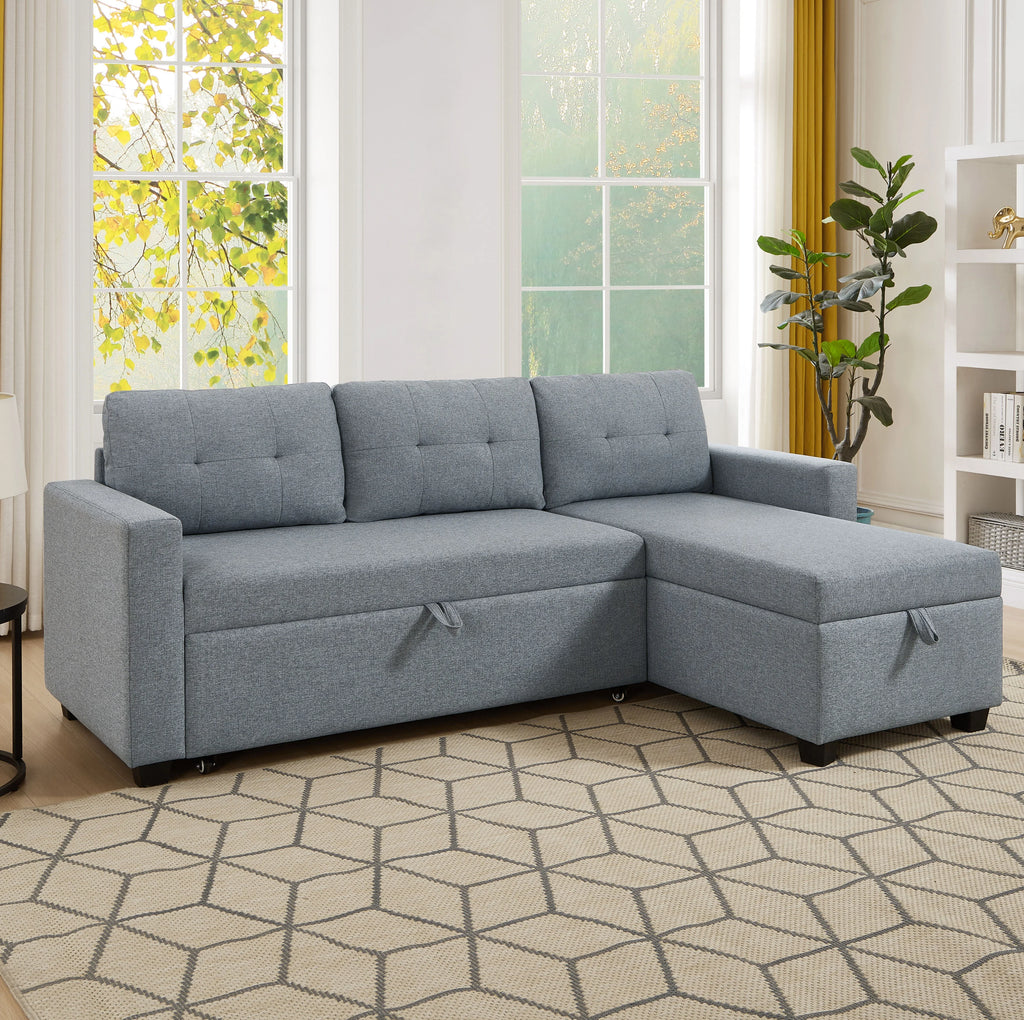 Linen Brown Convertible Sectional Sofa Z680