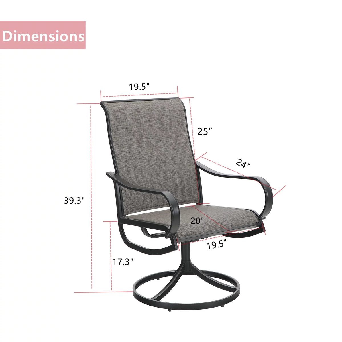 Swivel Dining Chairs Set of 2 with Black Steel Frame A974807