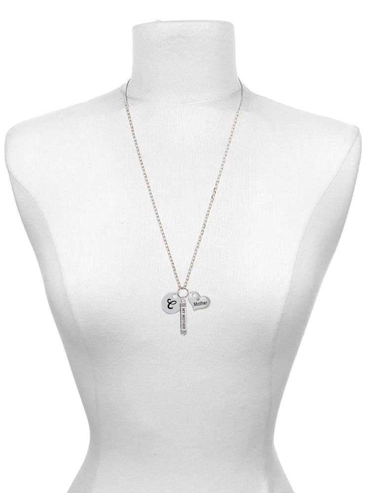 Silvertone Script Letter C Disc Zoe Necklace P6400