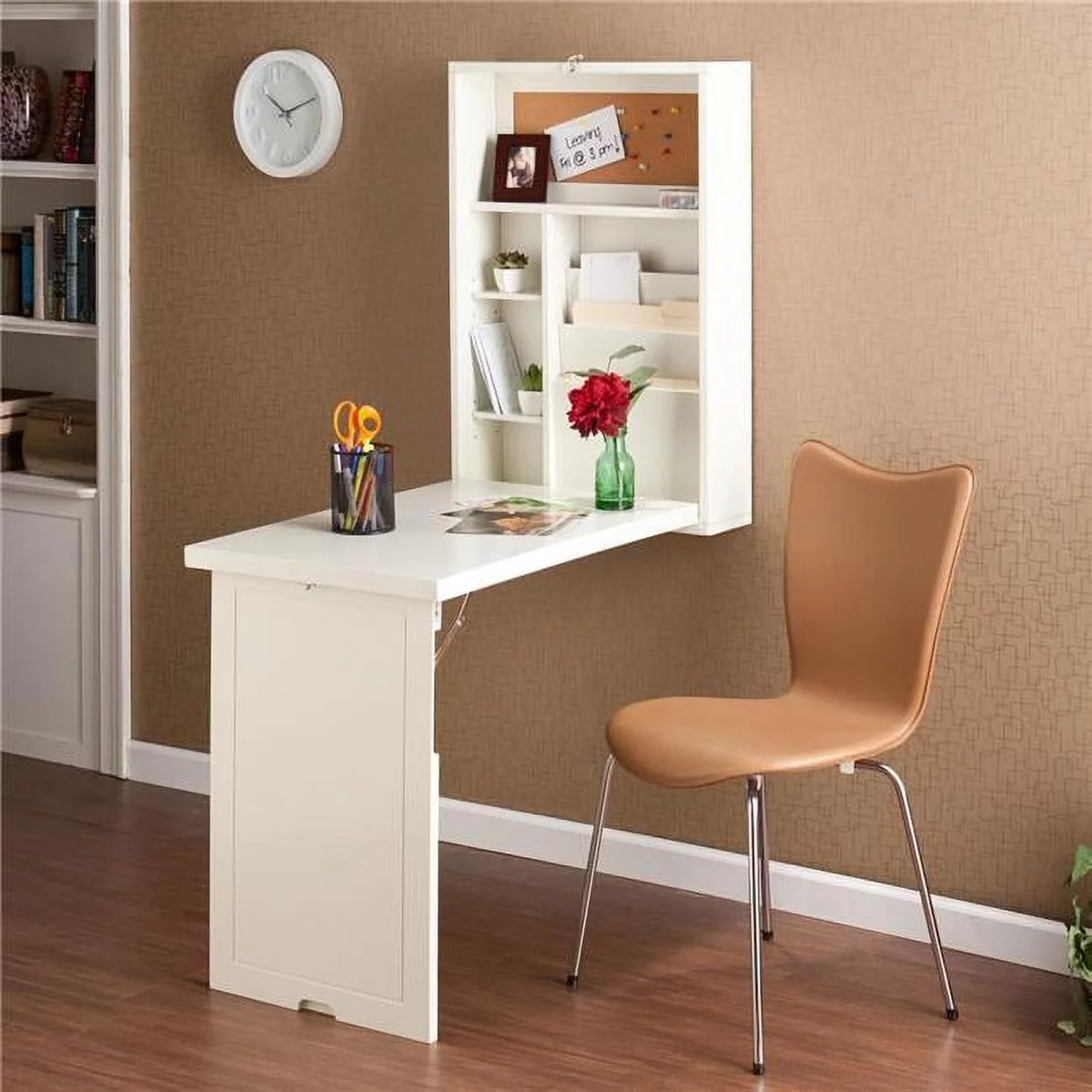 Antique White Fold Out Convertible Wall Mount Desk F75704