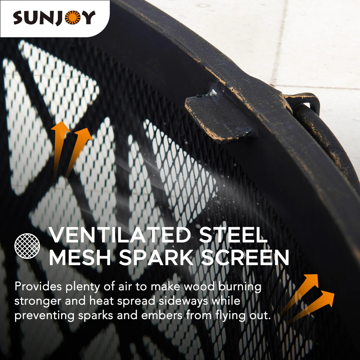Black Round Steel Outdoor Fire Pit with Spark Screen and Fire Poker Z830