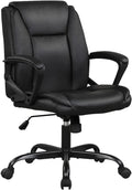 Black Ergonomic PU Leather Office Chair with Lumbar Support Q250683