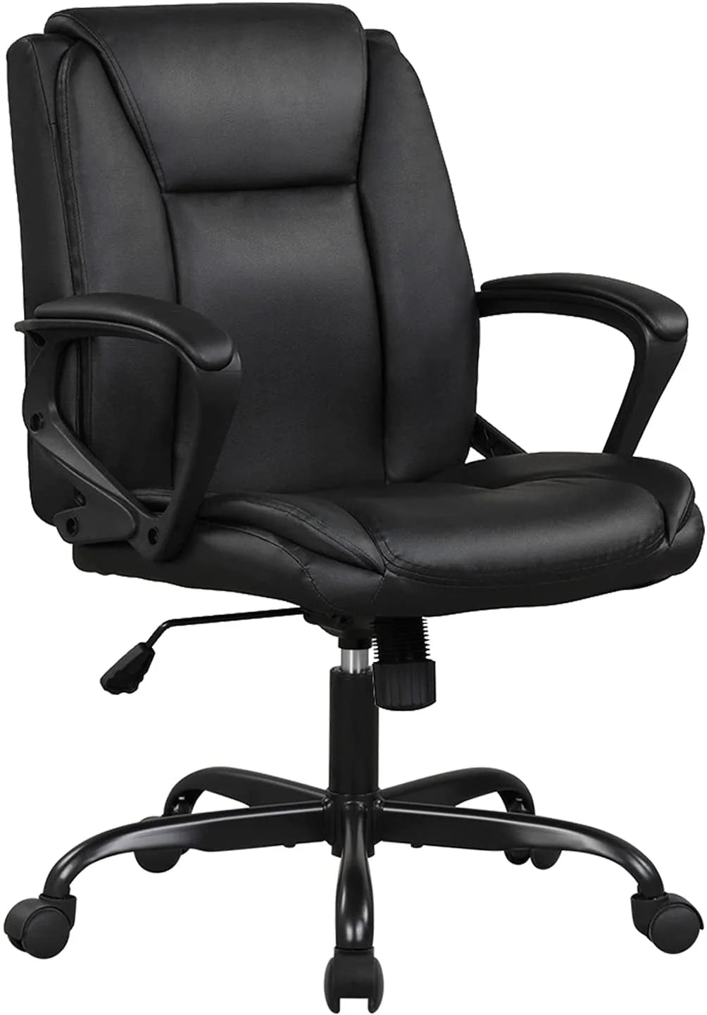 Black Ergonomic PU Leather Office Chair with Lumbar Support Q250683
