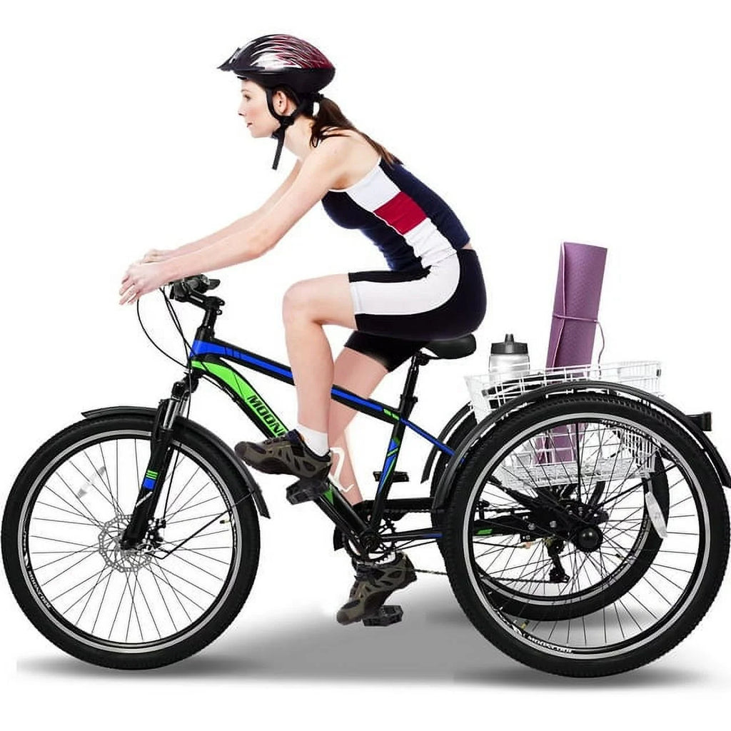 24/26/27.5 Inch 7 Speed Adult Mountain Tricycle with Large Basket X219