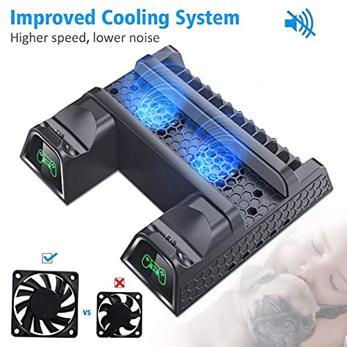PS4 Cooling Fan Stand with Controller Charger and 12 Game Slots U18652