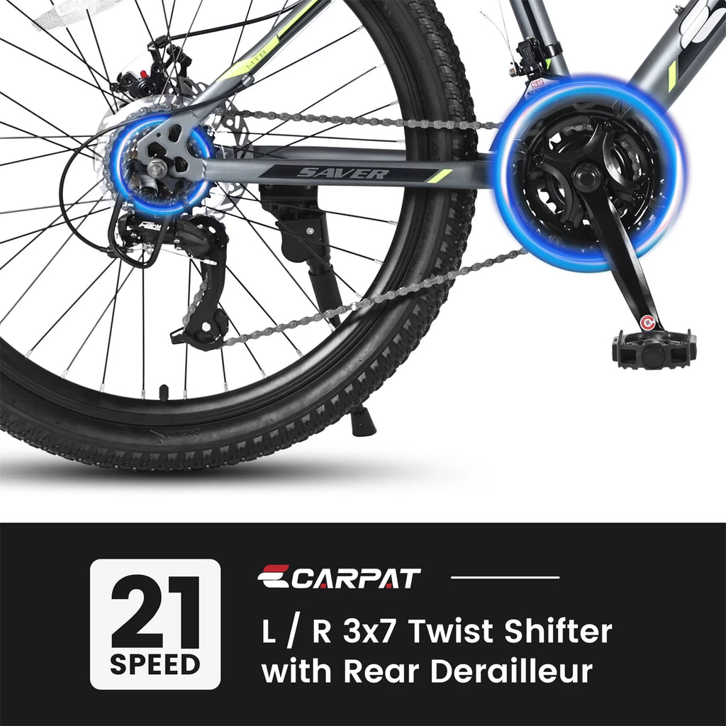24 inch 21 Speed Mountain Bike with Dual Disc Brakes and Front Suspension B56671