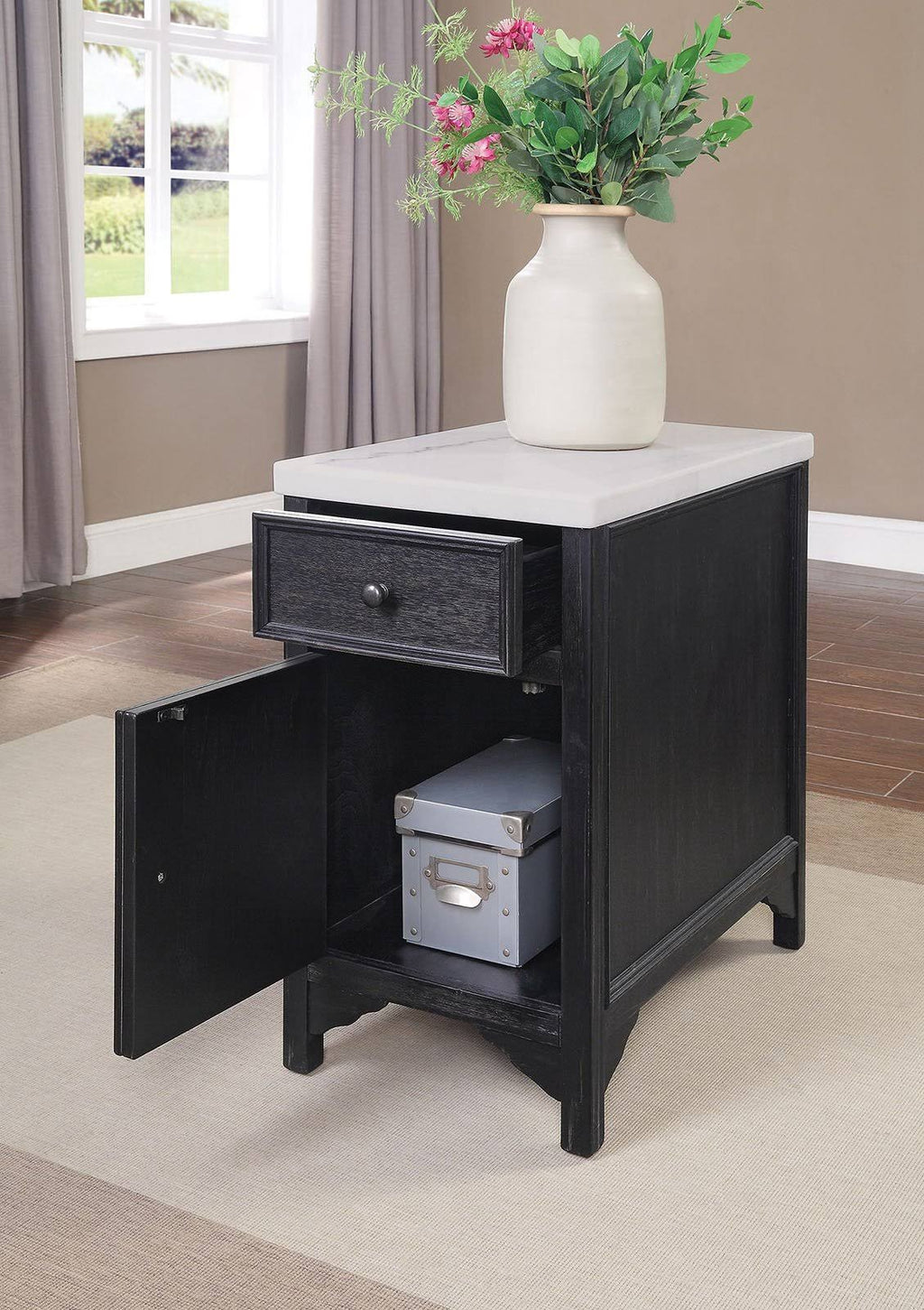 White Black Side Table U62119