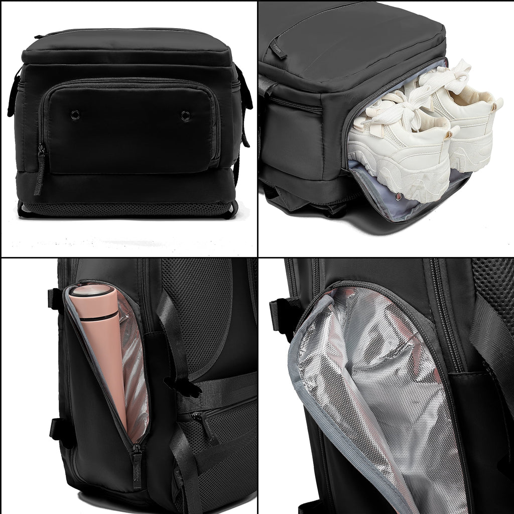 Black Waterproof Laptop Travel Backpack with USB Charging Port X643086