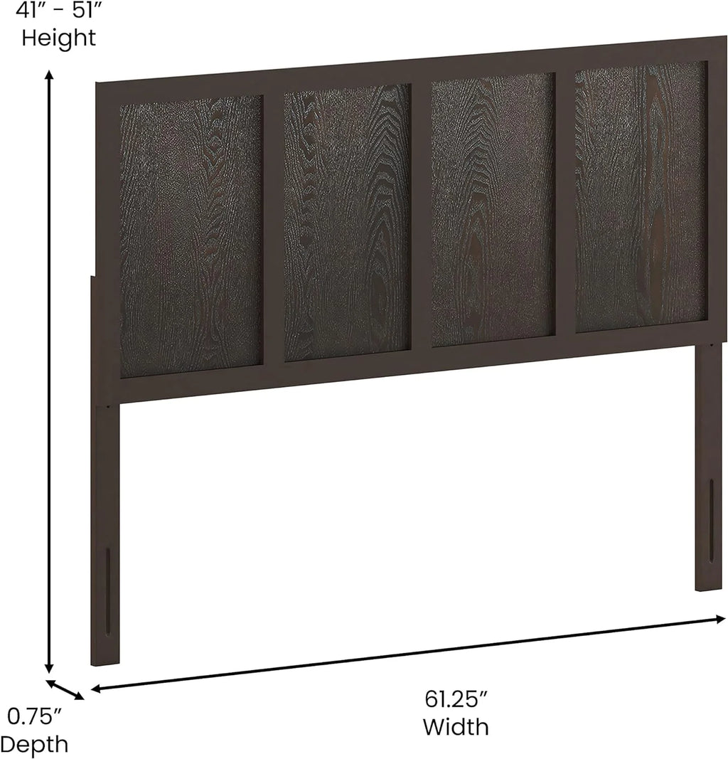 Queen Size Dark Brown Wooden Adjustable Headboard Q13284