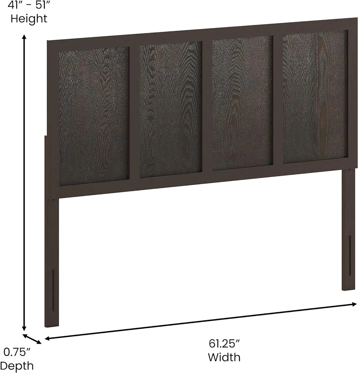 Queen Size Dark Brown Wooden Adjustable Headboard Q13284