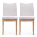 Set of 2 Light Beige Fabric Upholstered Dining Chairs V5521