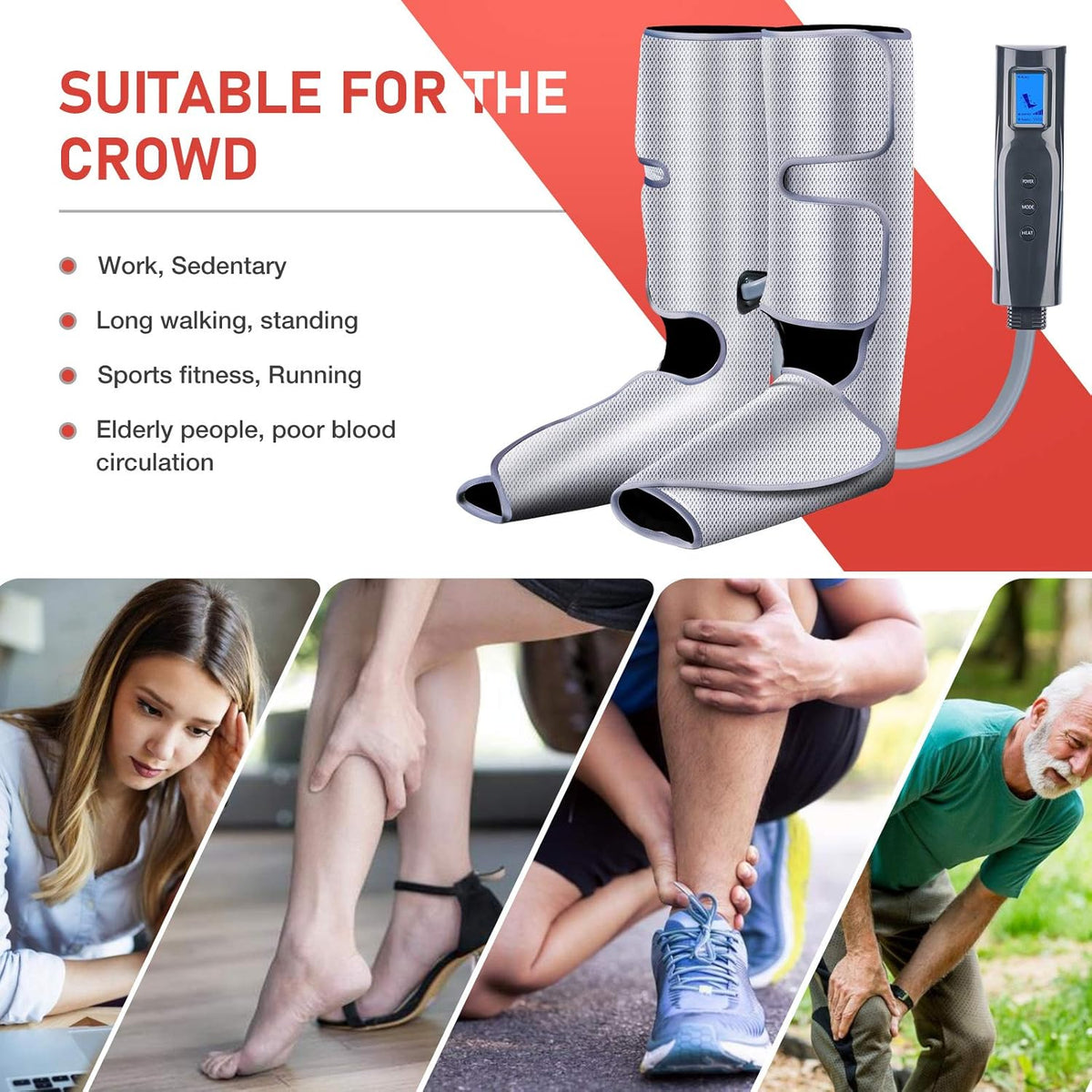 Foot and Leg Massager with Heat, Air Leg Compression Massager, 6 Modes 3 Intensities C74273