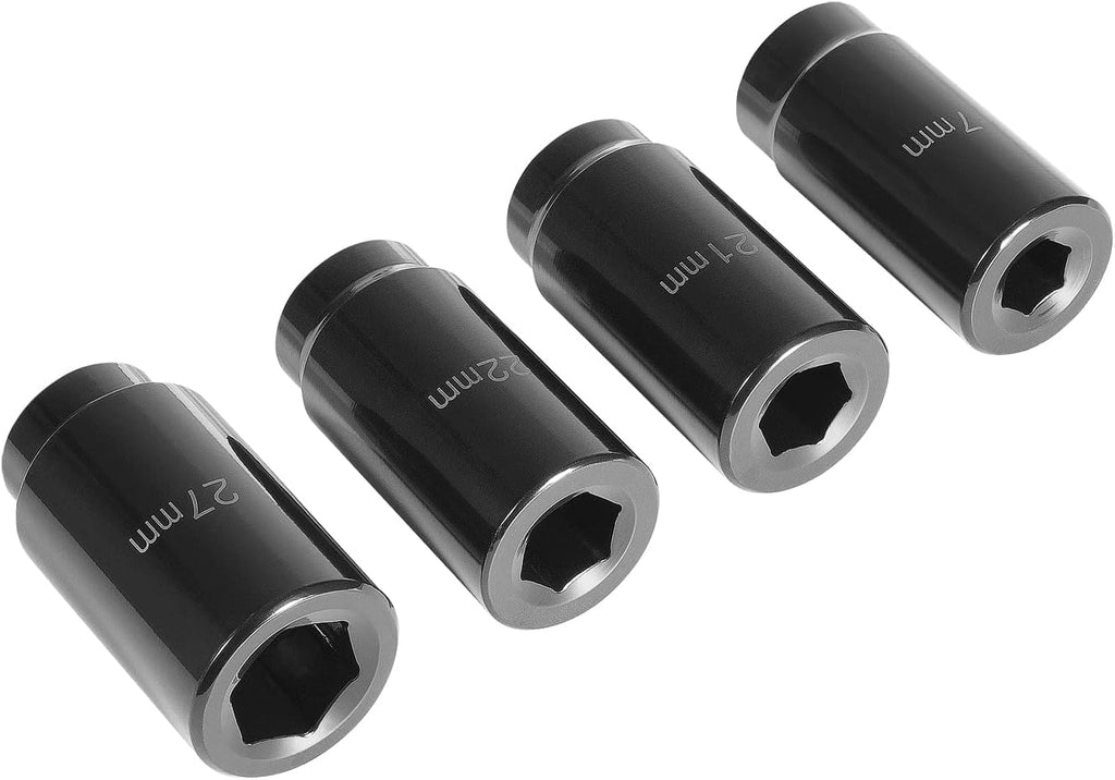 4pcs 1/2 Inch Drive Deep Impact Socket Set 17mm 21mm 22mm 27mm with Storage Case R740